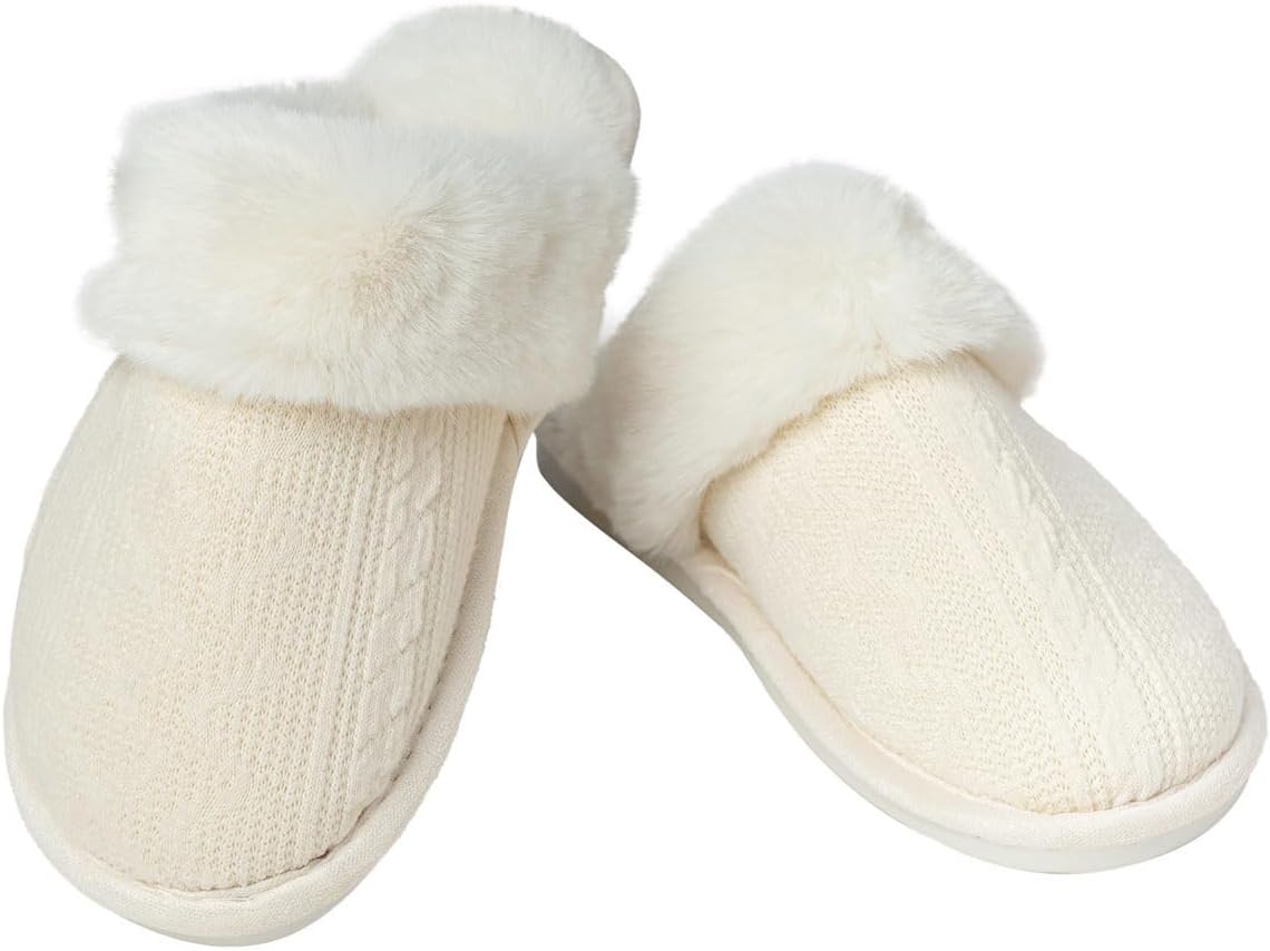 51mlPdrvb9L._AC_SL1200_.jpg Women's Fluffy Plush Slip-On Slippers - Image 1