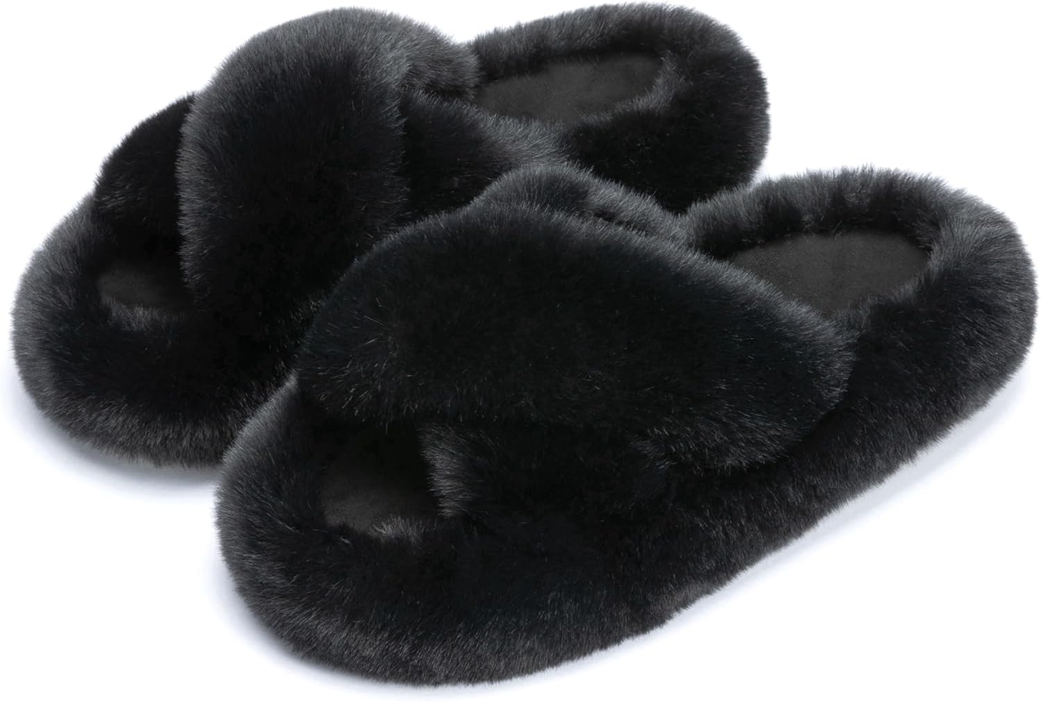 71JJF9s9dxL._AC_SL1500_.jpg Women's Blue Faux Fur Open-Toe Slippers - Image 1