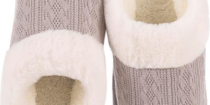 Women's Faux Fur Knit Memory Foam Slippers